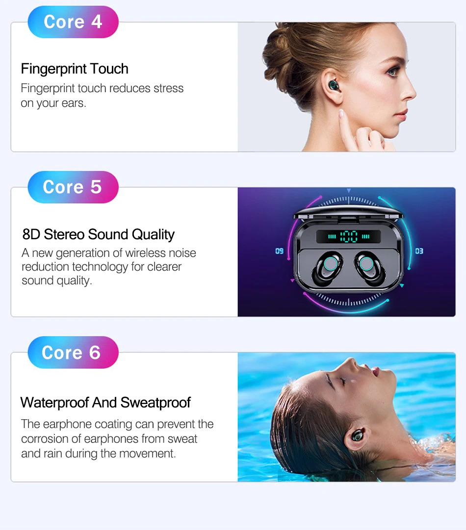 Портативный мини M7 TWS Bluetooth наушники 5,0 с светодиодный цифровой спортивный 8D стерео звук качество наушники IPX7 Водонепроницаемая гарнитура