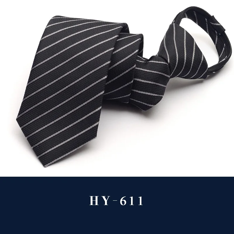 HY-611 High Quality New Designers Brands Fashion Business Casual 6cm Slim Ties for Men Zipper Necktie Formal Wedding with Gift Box - Цвет: HY-611