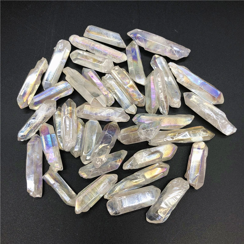 

Dropshipping 50g/1pc White Titanium Aura Lemurian Seed Quartz Crystal Stones Point Specimen Decoration Quartz Crystals