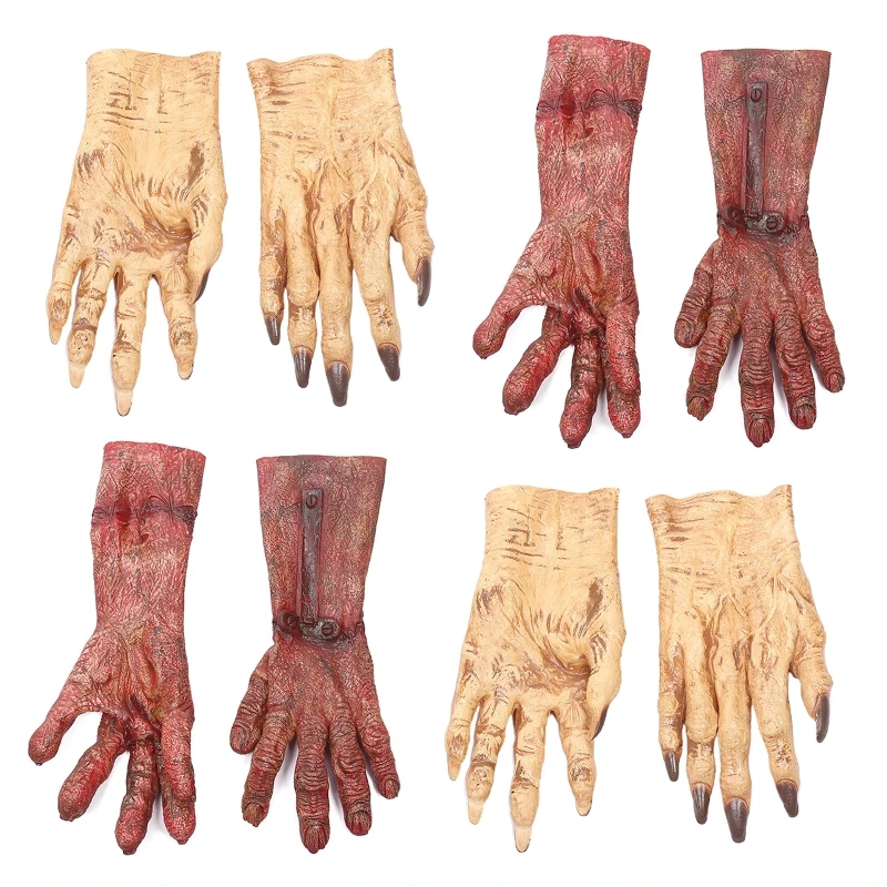 Tanio Halloween przerażające diabelskie rękawice Zombie krwawa ręka Horror przebranie