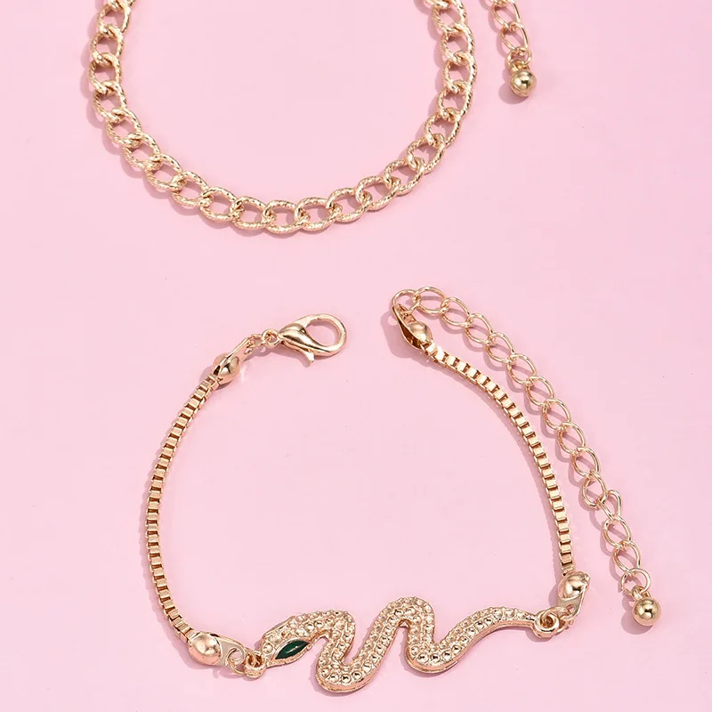 YWZIXLN Boho Engraved Geometry Chain Cute Crystal Snak Bracelet Accessories Best Gift For Women B008