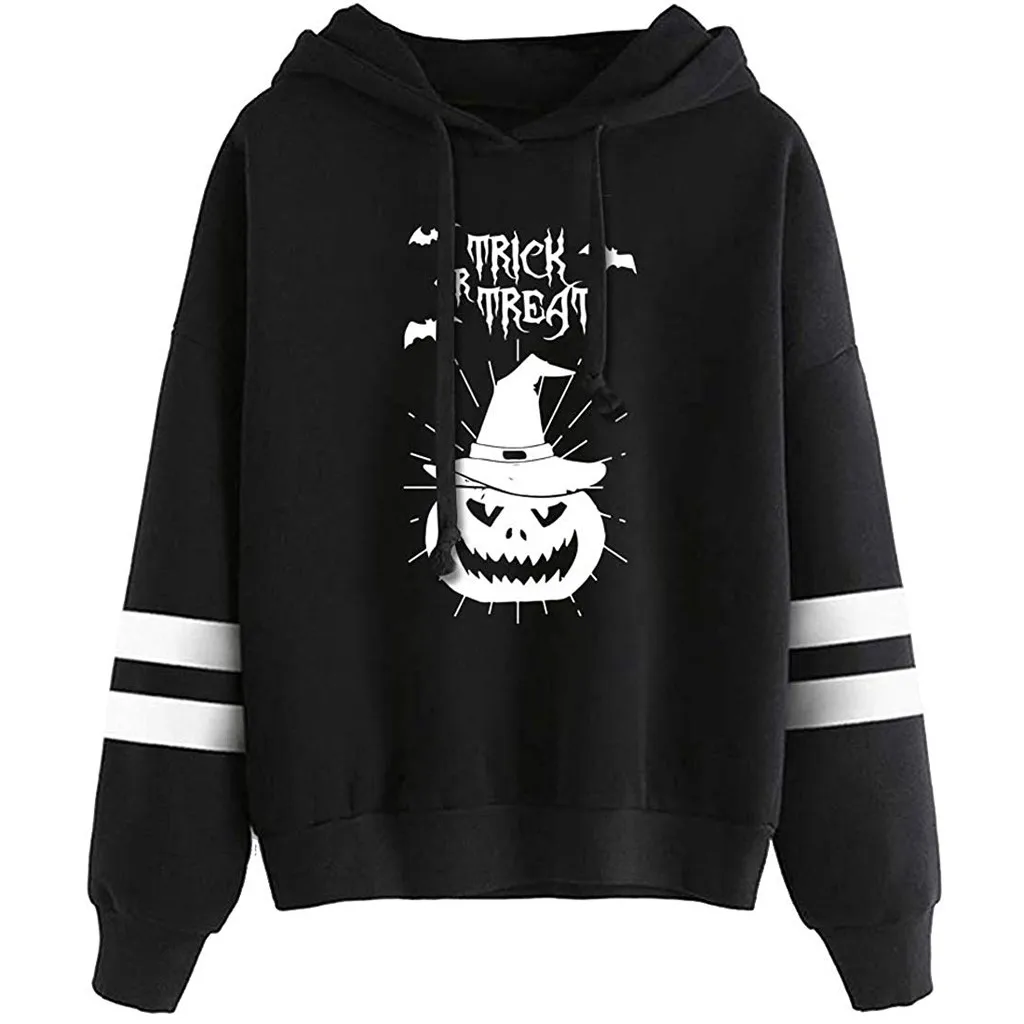 Hoodies Women Autumn 2019 Print Striped Hooded Gothic Streetwear Fashion Hoodie Hoodies And Sweatshirts Women Pullovers Clothes