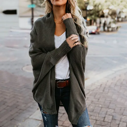 Женский кардиган, женские топы, модная одежда, Pull Femme, Зимние новые женские свитера, Повседневные вязаные зимние свитера с рукавом «летучая мышь» - Цвет: dark green