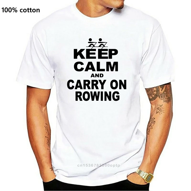 С надписью Keep Calm And ручной клади гребная забавные строки команда футболка с