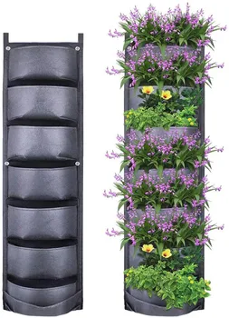 

7 Pockets Vegetable Potato Wall Hanging Planting Bags Green Plant Grow Planter Vertical Garden Living Bag Garden Supplies Bags