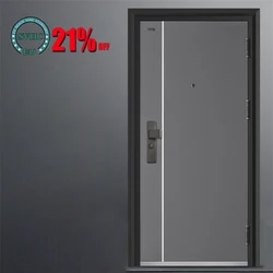 Minimalist style Class A Security Door Home Hotel Apartment Soundproof Entry Door Smart Fingerprint Lock Magnetic Card Unlock