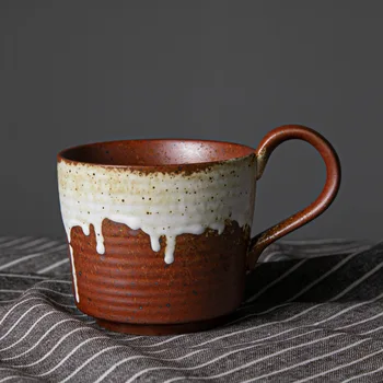 

360ml Japanese-style ceramic coffee cup retro office cup creative tea cup kiln changed rough pottery high-end personal tea cup