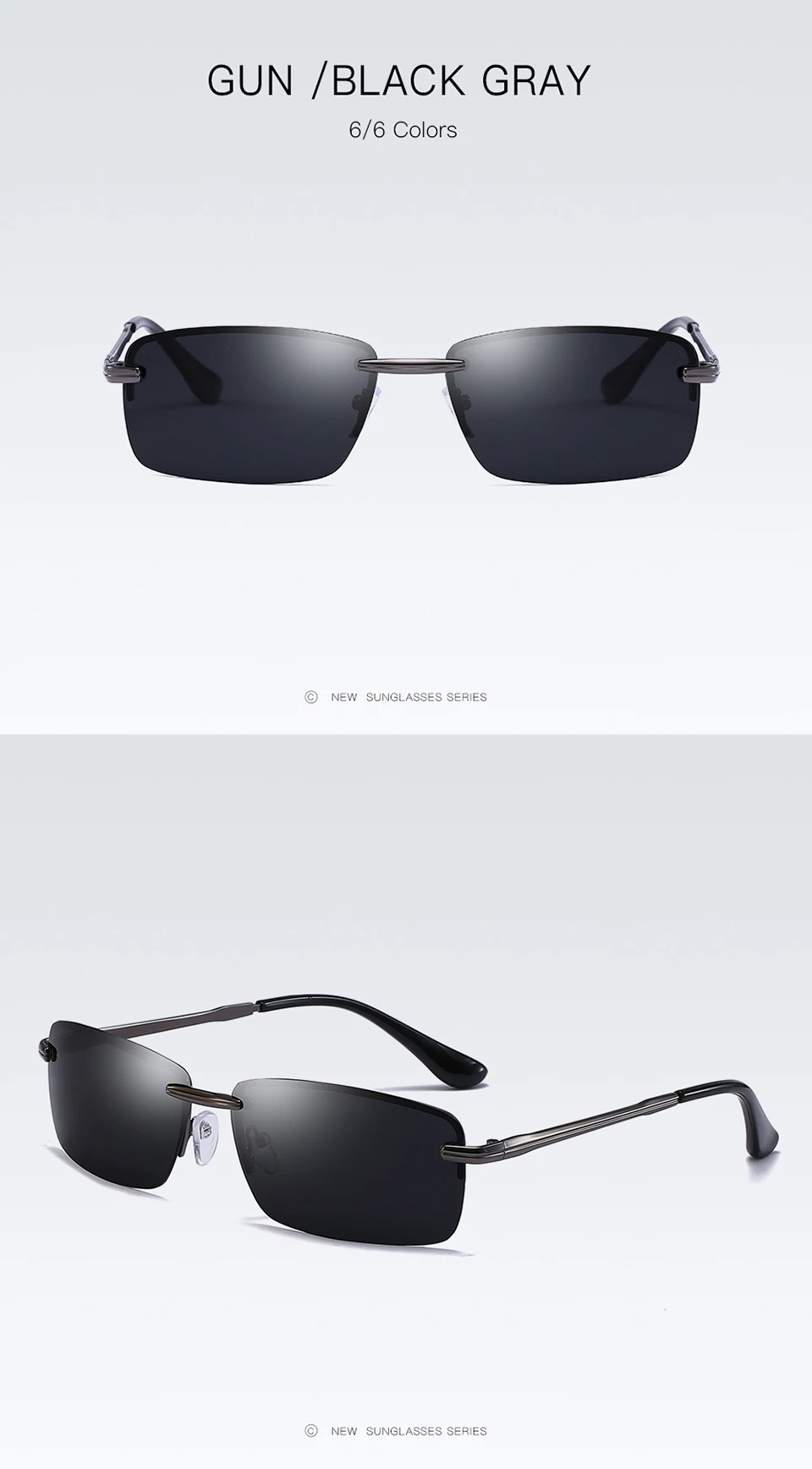 Men Rimless Rectangle Sunglasses Polarized UV Protection Sunslasses Men Brand Drive Glasses Man Sun Glasses Male Change Glass905