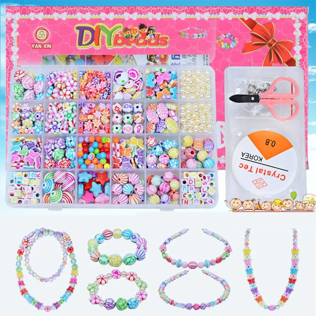24 балки для девочек DIY игрушки художественное ремесло развивающие Brinquedo ручной работы ожерелье Строительный набор макияж интеллект подарок на день рождения - Цвет: White Pearl