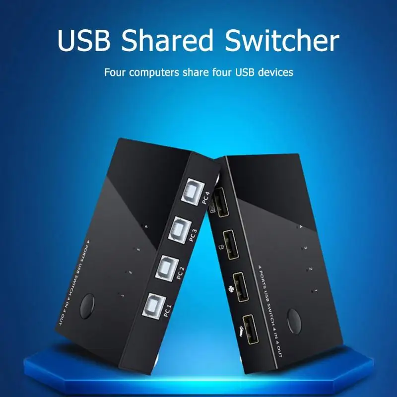 4 Порты и разъёмы USB 2,0 KVM переключатель коробки Plug and Play для клавишных инструментов Мышь принтер 2 ПК Обмен Переключатель делителя жесткий дисковая карта читалка