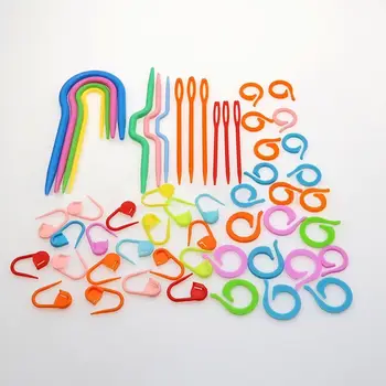 

53Pcs Plastic Crochet Hooks Stitch Markers Counter Knitting Needles Tools Set