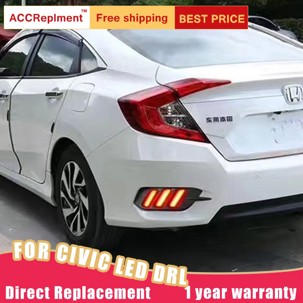 Светодиодный задний бампер светильник для Honda Civic- высокая яркость светодиодный руководство DRL светодиодный туман светильник с сигнальные лампы светильник, 1 пара