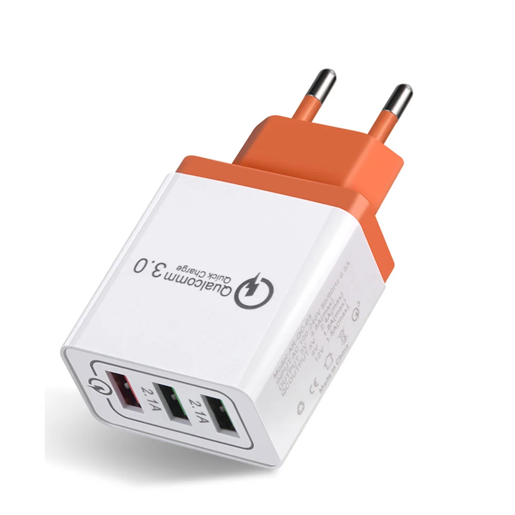США/ЕС быстрая замена штепсельная вилка QC 3,0 3 порта USB зарядное устройство 5 В/3A 9 В/2A настенный адаптер мобильный телефон микро зарядка штекер для iPhone samsung