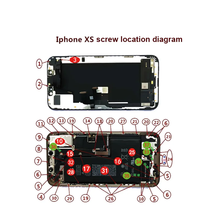 For XS Полный набор винтов для iPhone XS XSMAX XR X 6SP 6S 6P 6 ремонтный болт полный комплект запасных частей винты фиксирующие аксессуары для телефонов - Цвет: For XS