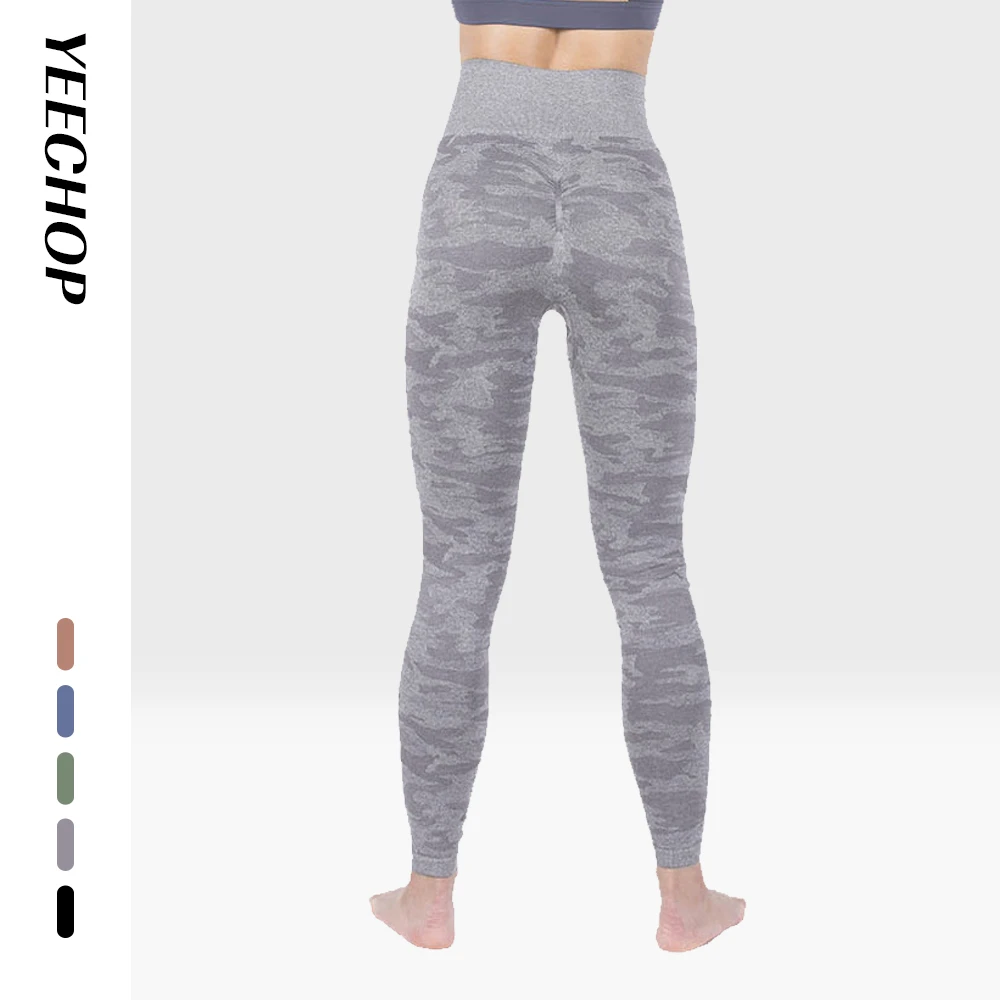 Yeechop, женские эластичные леггинсы Camo Vital, бесшовные, впитывающие пот, дышащие, эластичные, высокая талия, для тренировок, фитнеса, йоги