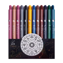 Stylo Gel rétractable des douze constellations, 12 pièces, 0.5mm, séchage rapide régulier noir
