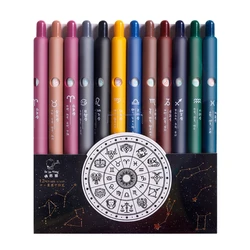 Bolígrafo de Gel retráctil, 12 piezas, 12 Constelaciones, 0,5mm, Regular, de secado rápido, negro