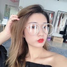 Vazrobe, алмазные очки для женщин, роскошный бренд, авиационные прозрачные очки, поддельные модные очки с прозрачными анти-голубыми линзами