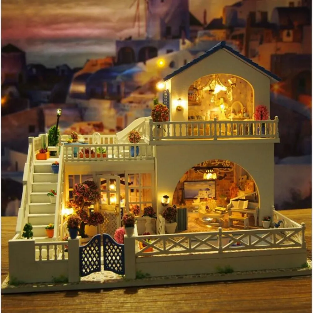 Кукольный дом мебель DIY Миниатюрная модель 3D деревянный кукольный домик подарок Пазлы ручная работа сборка игры игрушки для детей мальчик дети A014