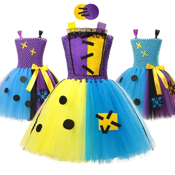 

Girls Sally Tutu Dress The Nightmare Before Christmas Costumes Kids Tull Knitting Clothes Halloween Party Cosplay Fancy Dresses