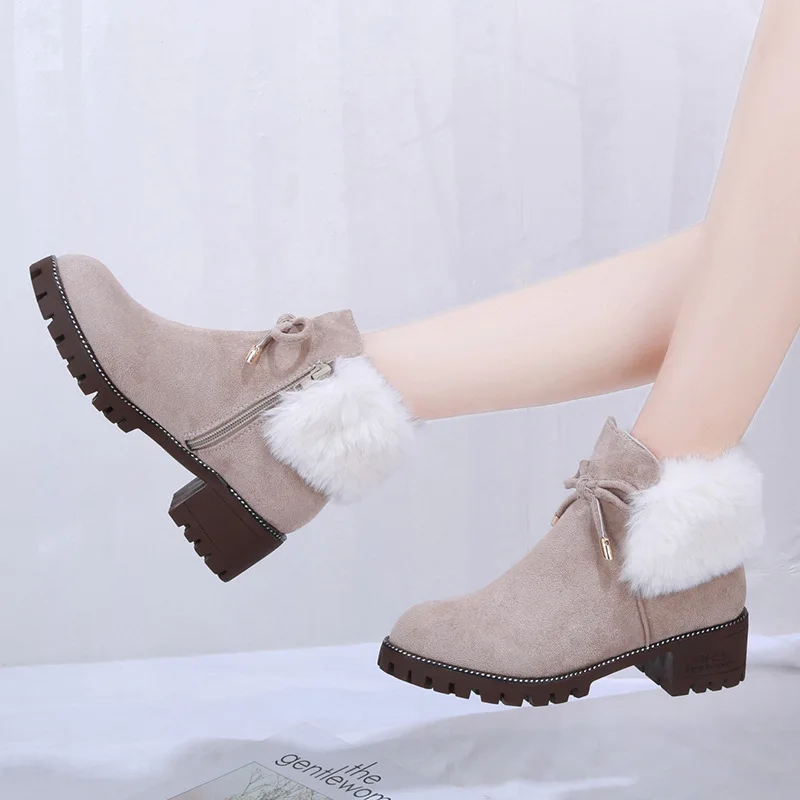 

Snow Boots Women's 2019 Autumn & Winter New Style Korean-style Short Boots Women's Versatile Chunky-Heel Boots Martin Boots Warm