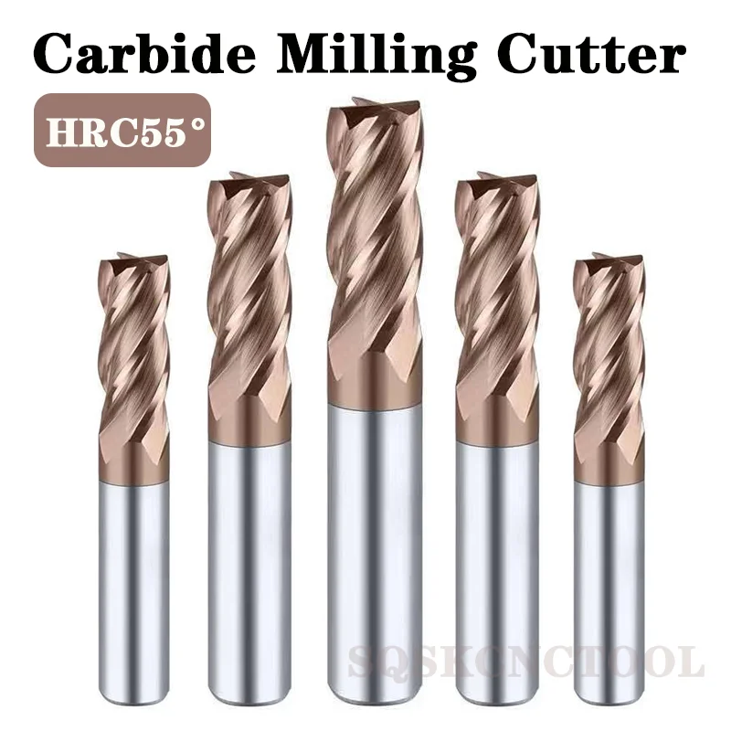 4-Blade Milling Cutter High-quality Tungsten Steel HRC 55° 65° Hardened Steel 
