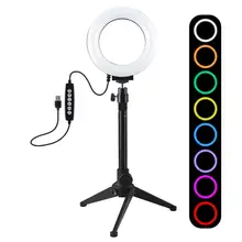PULUZ 4.7/6.2 inch 10 Modes RGBW Dimmable LED Selfie Ring Light Photography Video Light & Light Stand For YouTube Video Vlogging