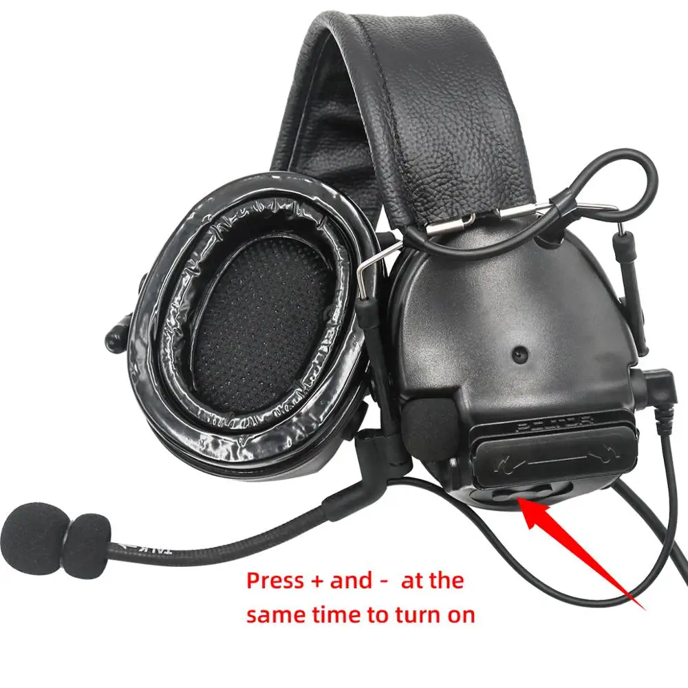 TAC-SKY military adapter KENWOOD U94 PTT + COMTAC III silicone earmuffs noise reduction pickup tactical headset BK