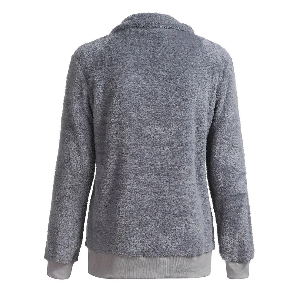 Jaycosin Fashion Women Simple O-Neck Warm Zip Neckline Sweatshirt Stylish Long Sleeve Comfortable Soft Casual Blouse 927#3