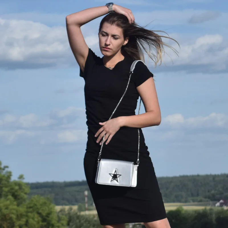 Женская сумка через плечо ESUFEIR модная маленькая из натуральной кожи с цепочкой