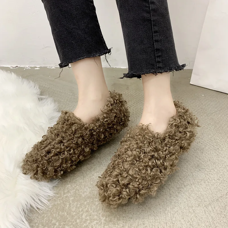 Slip On Shoes For Women Flats Women's Moccasins Shallow Mouth Loafers Fur All-Match Modis Casual Female Sneakers Round Toe