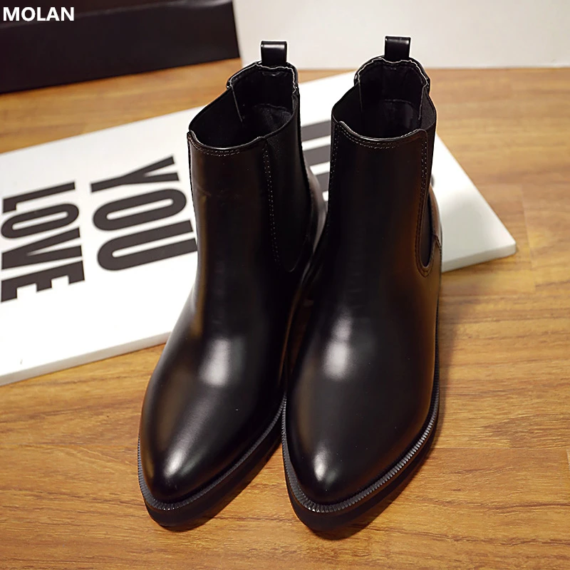 

MOLAN Brand Designers 2019 Autumn Fashion Black Genuine Leather Round Toe Marin Boots Ankle Woman Shoes Casual Size 35-40 Casual
