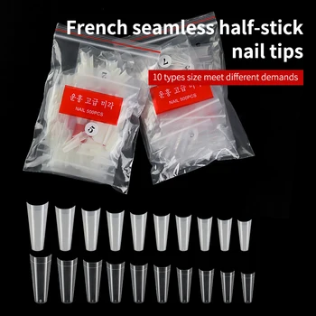

500pcs Nail Tips French Fake Nails Half Cover Nails Flat Shape Nails False Nails Nail Artficial Tip Resin Fingernail Tip H063