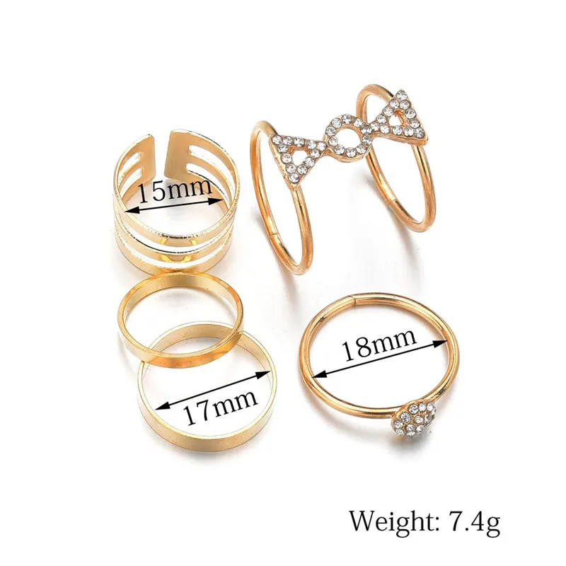 LETAPI 5 шт./компл. Мода Bague панк Совместное круг среднего пальца набор колец с