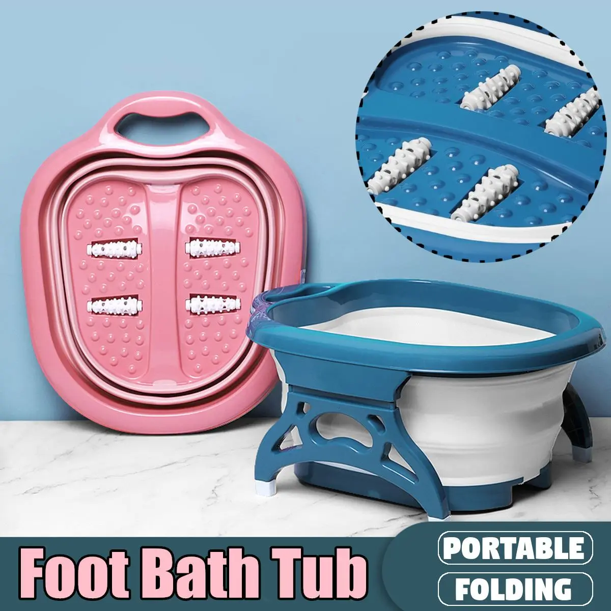 

Foldable Footbath plain foaming massage bucket Plastic foot bath basin large heightening footbath fording barrel Reduce Pressur