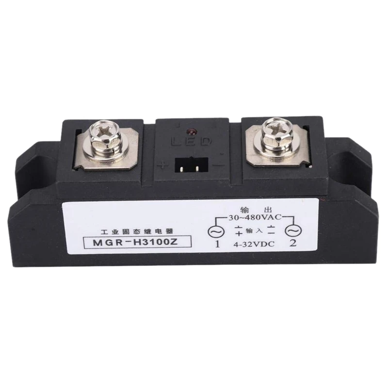 

100A Industrial SSR MGR-H3100Z Single Phase Solid State Relay Input 4-32VDC Output 30-480VAC
