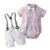 Baby Boy Clothes Summer Gentleman Birthday Suits Newborn Party Dress Soft Cotton Solid Rmper + Belt Pants Infant Toddler Set 17
