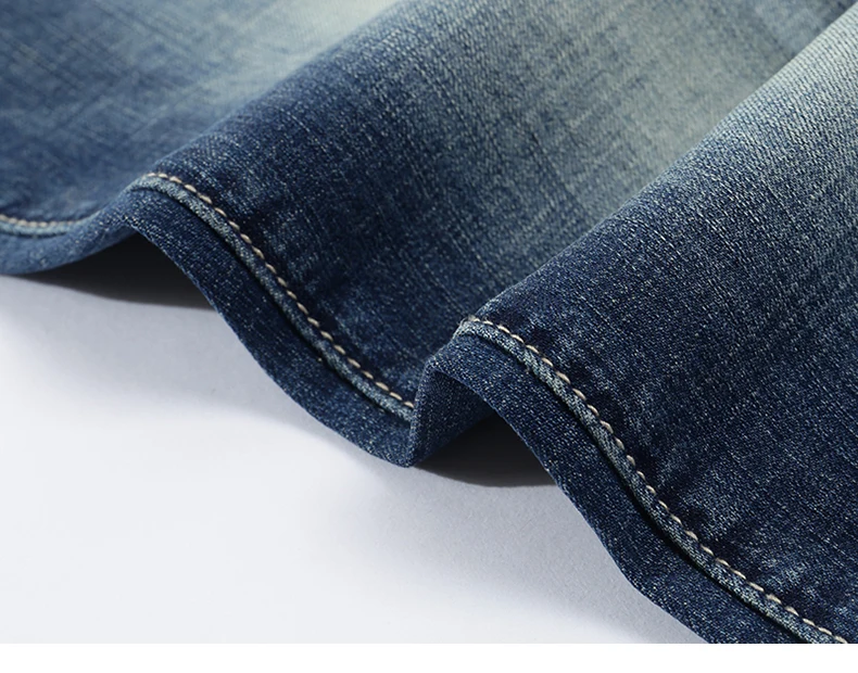 KSTUN Men's Jeans Classic Direct Stretch Dark Blue Business Casual Denim Pants Slim Straight Long