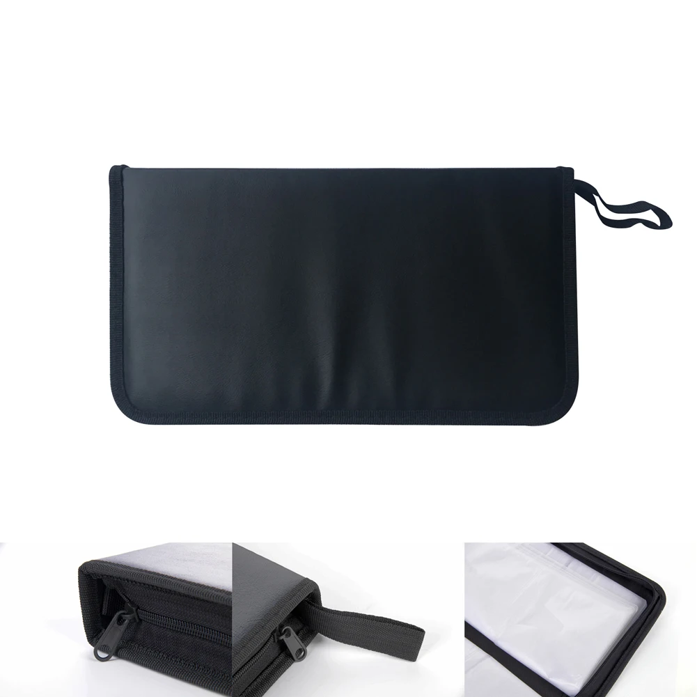 80 Sleeve Rectangle Car Storage Protection DVD Large Capacity CD Bag Scratch Resistant Tool Holder Artificial Leather Carry Case camera bags for men