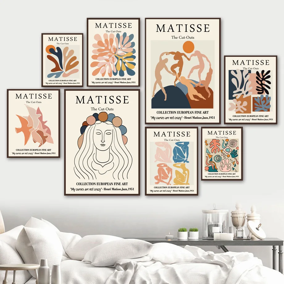 

Abstract Girl Figure Coral Pigeon Henri Matisse Nordic Poster Wall Art Print Canvas Painting Decoration Pictures For Living Room