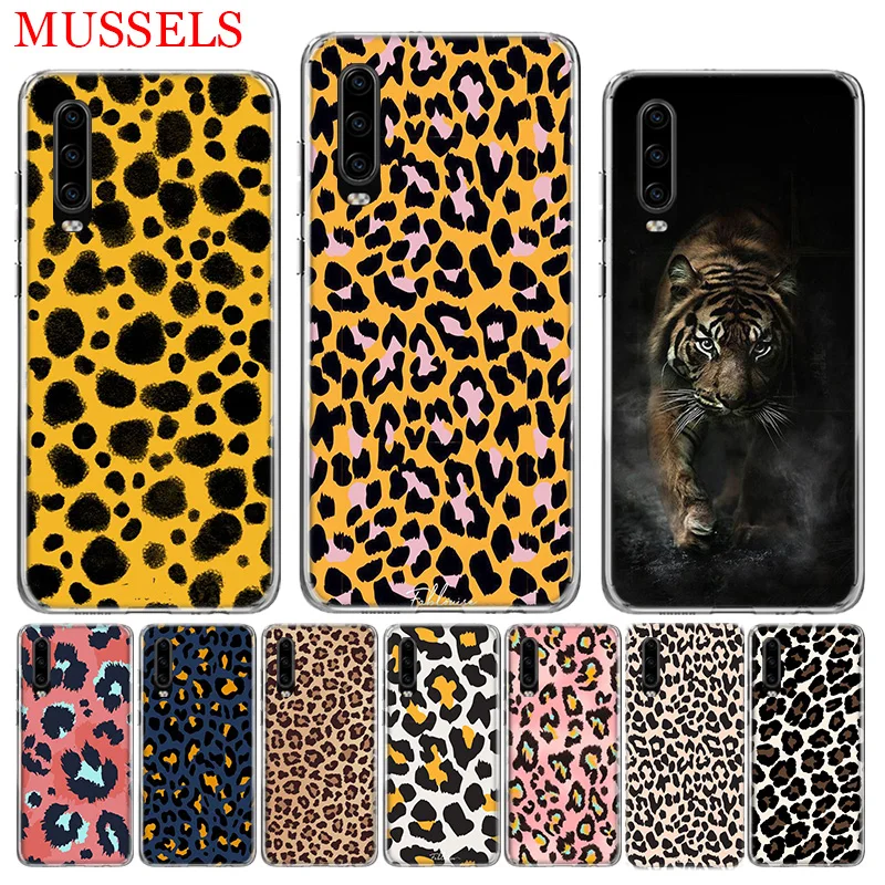 

Tiger Leopard Print TPU Soft Cover Phone Case For Huawei P30 P20 Mate 20 10 Pro P10 lite P Smart + Plus Z 2019 Shell Coque