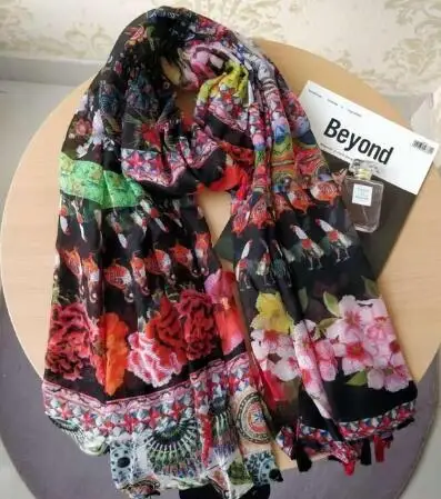 Темно-серый Зимнее женское пальто Bufanda de verano de marca de para mujer bufanda de mujer con diseño цветочный, bufandas para mujer - Цвет: Темно-серый