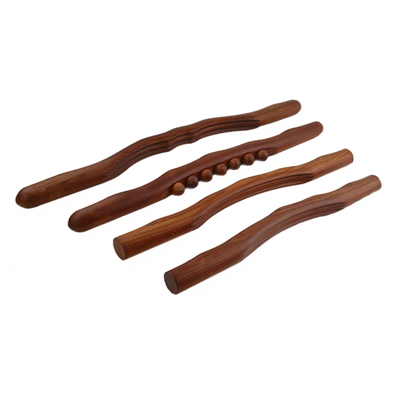 4Pcs Scraping Stick Wood Back Shoulder Neck Waist Leg Massage Tools Burner Meridian Brush Slim Cellulite Massager Rod