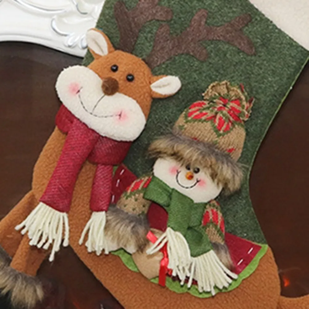 Christmas Sock Gift Bag Santa Claus Snowman Reindeer Shaped Dolls Candy Gift Bag DIY Christmas Tree Decor Hanging Ornaments