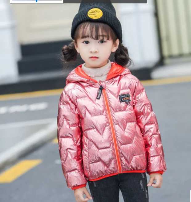 Детская куртка для девочек; пальто розового, золотого, серебряного цвета; одежда с капюшоном; куртка для малышей; детская ветрозащитная ветровка; куртка для маленьких мальчиков - Цвет: Pink