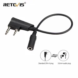 Retevis cabo de transferência para celular tck01, fone de ouvido feminino com 2 pinos para 3.5mm, para retevis rt21, rt22, rt24, rt7, rt27, h777, walkie talkie