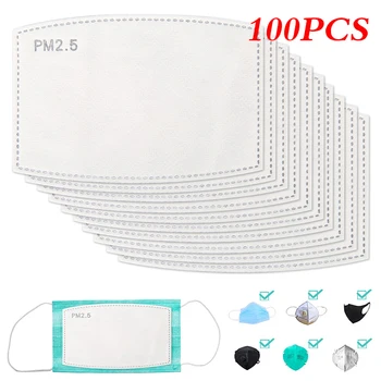 

Hot 100PCS N95 Mask Gasket Replacement Pad Cotton Pad Filters PM2.5 Square Gasket 3-Layer Safety Dust-Resistant Compound Mask