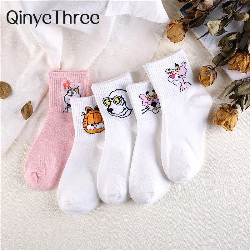 Японский Kawaii женские животных носки без пятки с рисунком из мультфильмов для