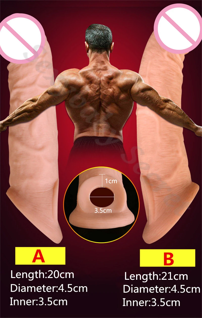New-Super-Soft-Realistic-Big-Male-Penis-Sleeve-Extender-Reusable-Condom-Dildo-Enlargement-Delay-Time-Cock