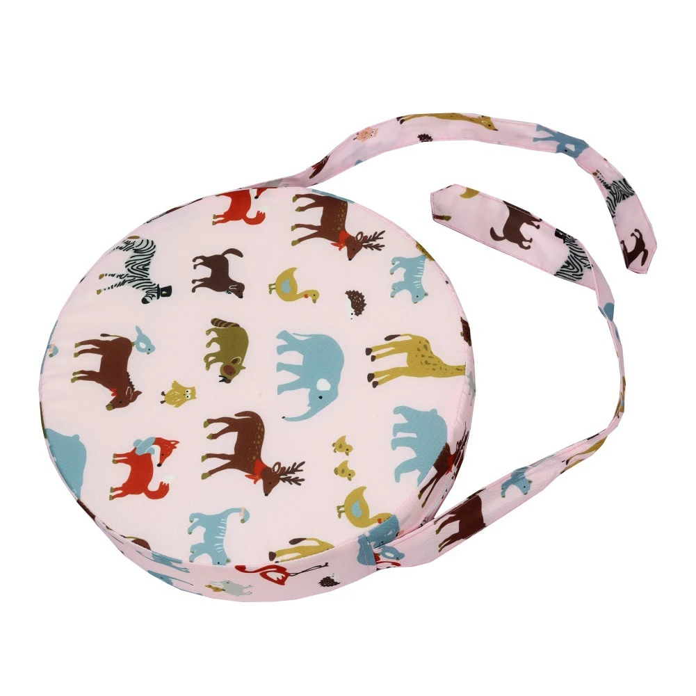 Animal Printed Home Dining Dismountable With Strap Washable Kids Round Shape Heightening Thickened Chair Cushion Decoration Mats photo